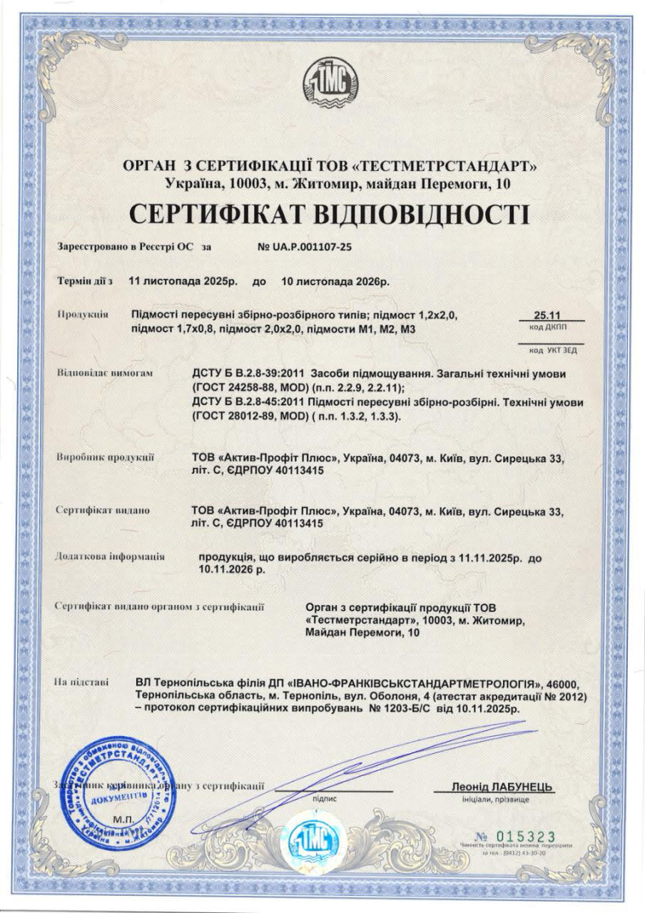 Сертификат соответствия на строительные леса 2026